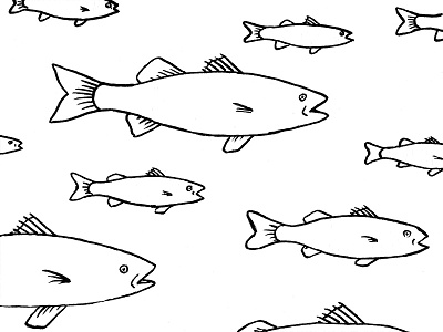 School fish illustration ink