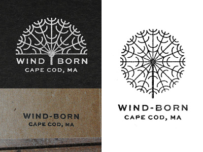 Wind-Born Logo Stamps cape cod dandelion line art logo stamp wind born