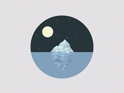 Iceberg flat ice iceberg illustration landscape moon night north poly shading stars water