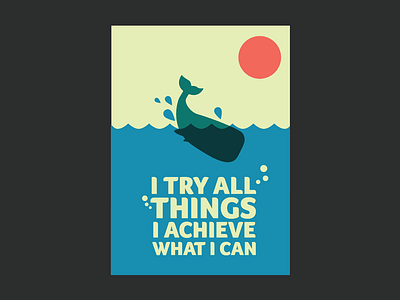 Whale poster blue fish flat moby dick picture poster quote sun typography water whale yellow