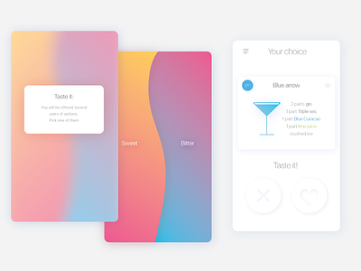 Taste it - Bar helper alcohol app bar bartender cocktail mobile pick spirit taste ui