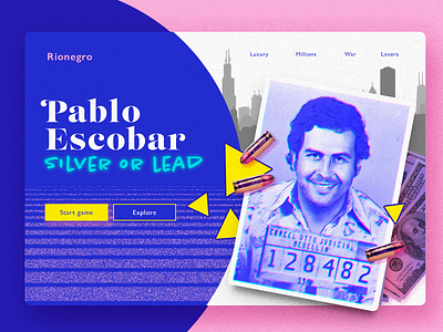 Pablo Escobar - Silver or lead 80s style concept pablo pablo escobar retro webdesign
