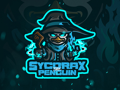 sycoraxthepenguin esports logo custom esports illustrator mascot mascotlogo penguin logo photoshop wizardlogo