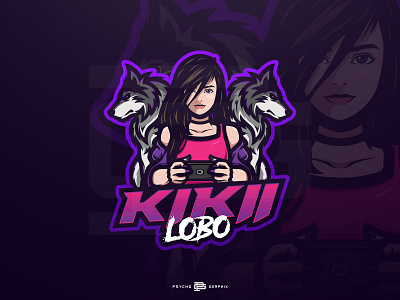 KIKII LOBO AVATAR LOGO avatars branding custom design esport logo esports girl illustration logo logo design mascot streaming app