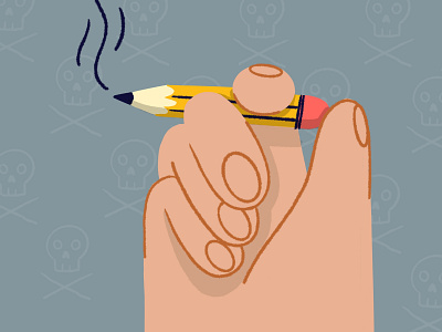 Sketching Time 2d charachter cigarette digitalart hand illustration pencil skull smoking