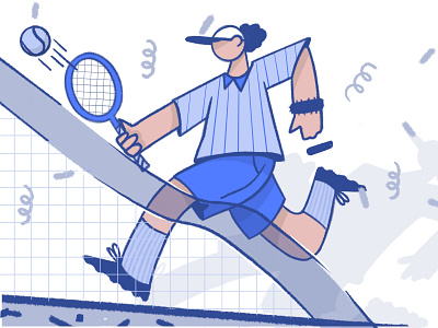 Catching The Ball 2d ball charachter custom darkcube digitalart draw drawing drawing hat illustration manifest net pattern sport tennis tennis ball ui vector web