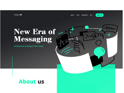 New Era of Messaging branding charachter custom darkcube data design digitalart doodle freehand hand handdrawn illustration landing page message pattern ui ux vector web web design