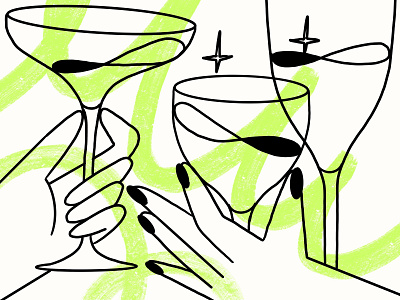 Chin Chin 🍸 2d charachter cocktail darkcube design digitalart drawing drinks hands illustration