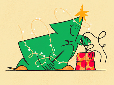 Secret Santa 🎄 2d card design charachter christmas christmas tree custom darkcube design digitalart drawing holidays illustration present product vector