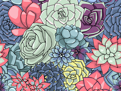 Succulents vector pattern