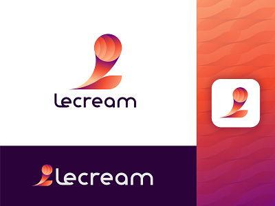 Modern Logo - LeCream Logo Design for Ice cream Company app logo design app logo icon b e f h x j k m p q r u v w y z branding and identity branding design business logo colorful logo design colorful logos colorfullogo creative logo gradient logo ice cream logo idenity l logo letter l logo letter logo logo logodesign modern lettering modern logo