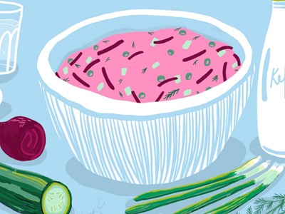 Šaltibarščiai blue digitaldrawing green illustration illustrator ipadpro pink procreate soup