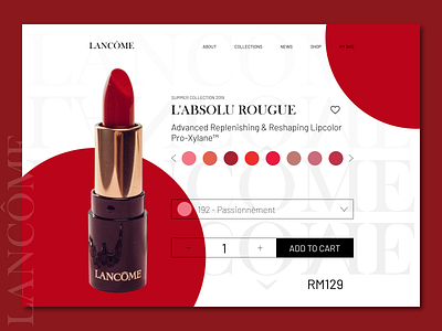 Lipstick Product Page design lancome lipstick product productpage products ui user experience user interface web website website design