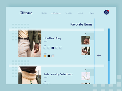 Glitterme Jewelry Product Page design jewelry necklace product ring ui user experience user interface ux web web design website website design