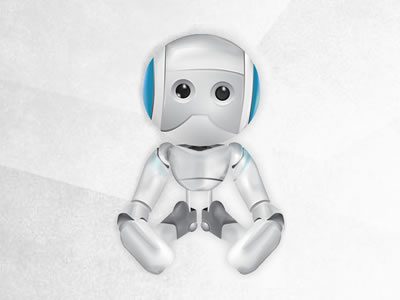 Tiny Robot blue grey illustration mascot metal robot