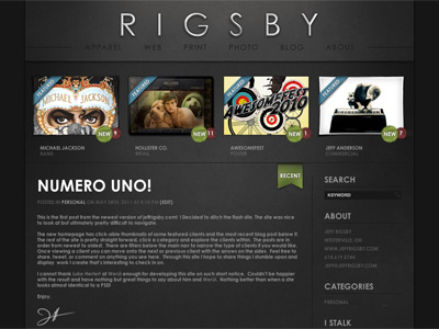 Rigsby.com Homepage apparel design jeff jeff rigsby photography portfolio print rigsby site web
