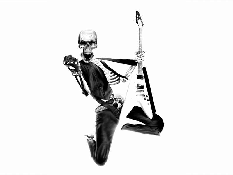 Обои на телефон скелет с гитарой