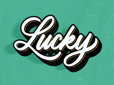 Lucky dimensional lettering hand lettered hand lettering handlettering illustration script script lettering texture