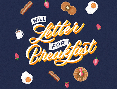 Will letter for breakfast breakfast food calligraphy cynlopink design hand lettered handlettering illustration lettering multigrain procreate app script
