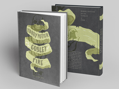 Harry Potter and the Goblet of Fire book dark dark mark grunge handlettering harry potter illustration mockup redesign skeleton
