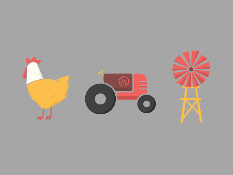 Farm elements farm tractor chicken illustration rooster health comedy