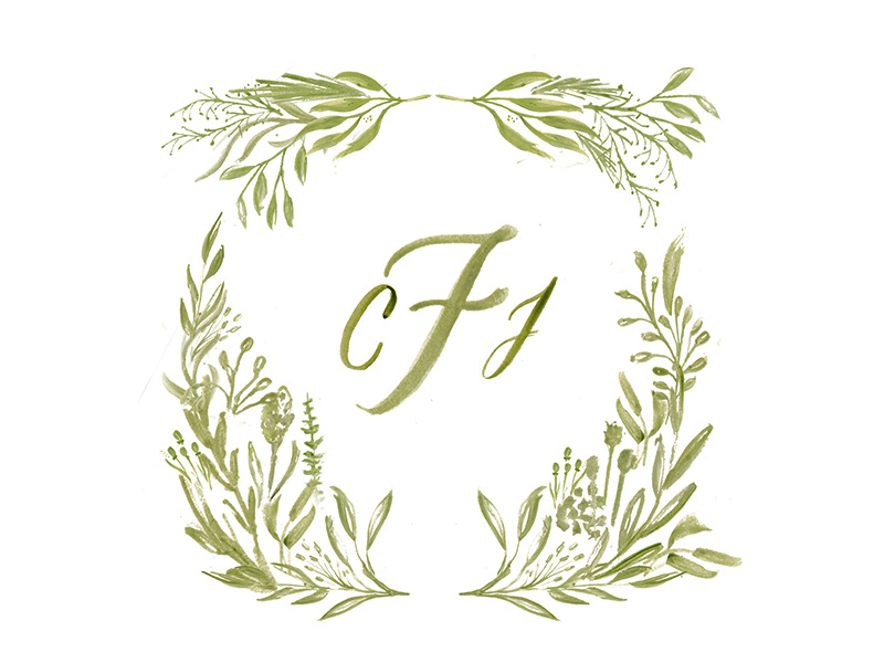 Furtado Wedding greenery foliage floral brush watercolor lettering calligraphy monogram wedding suite wedding