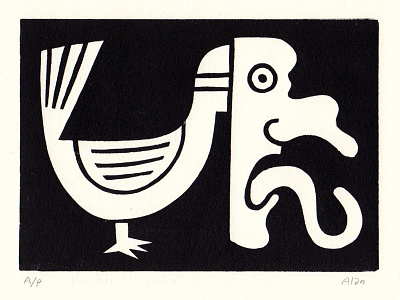 Linocut art bird illustration linocut mask print