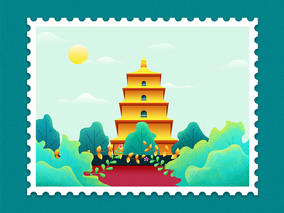 Xi'an Dayan Pagoda design illustration