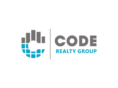 CODE Realty Group blueprint buildings c code grid group icon. logo plans progress realty