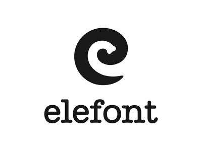 Elefont e elefont elephant font logo negative space trunk