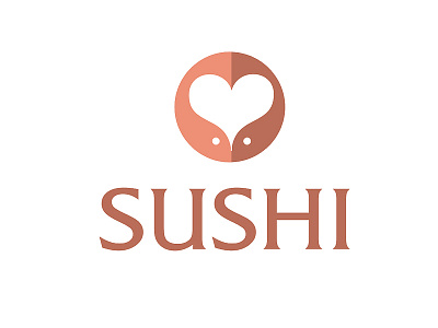 LOVE SUSHI fish heart logo logomotive love sushi