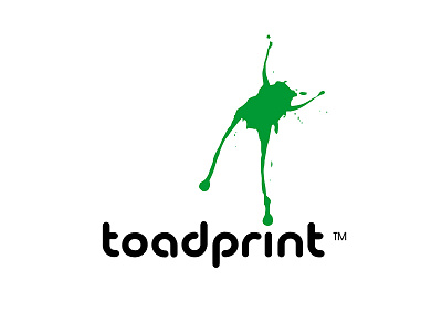 Toadprint green ink logo logomotive print splash toad