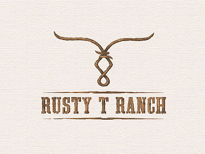 RUSTY T RANCH barbed wire logo logomotive longhorn ranch