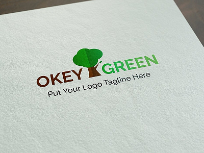 Okey Green Logo Template brown elegant green logo nature psd tree ui
