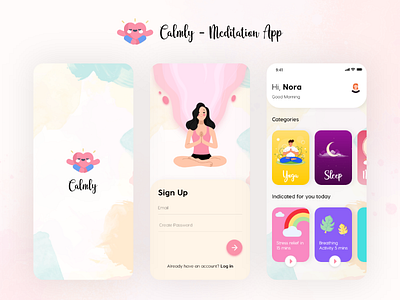 Meditation App app branding design flat icon illustration ios mobile mobile ui type typography ui ux