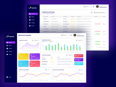 Upstats Dashboard app application dark theme dashboard design illustration logo management salon and spa ui ux website website design