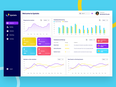 Upstats Dashboard app application cms dark theme dashboard design illustration management system modern ui salon salon and inventory salon dashboard ui ux