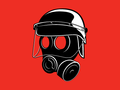 Secret Project #1 cops gas mask helmet illustration mask monochrome police protest riot vector
