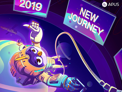 apus 2019 2019 new years day airship apus colorful happy new year illustration new journey planet space space station spacesuit star star walk supa