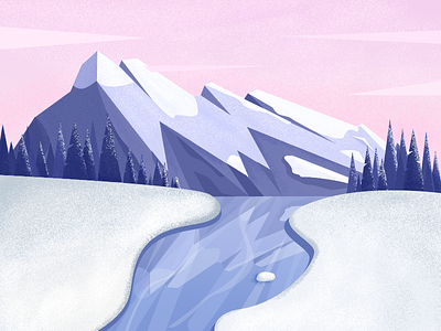 Snow scene design illustration 插图 设计