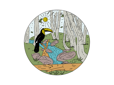 Hornbill bird bird illustration design hornbill illustration landscape vector