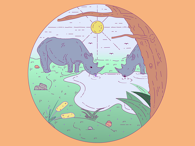 Rhino landscape vector