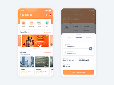 Pegipegi, Travel Booking App Exploration app dasboard design flat illustration ios typography ui ux web