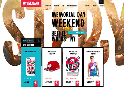 Mysteryland Live Auction auctions layout mysteryland ux ui