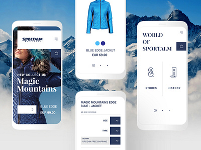 Sportalm - Magento store blue checkout fashion icons mobile mountains set ski sport sportalm ux winter