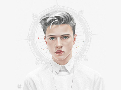 Lucky Blue Smith : God Aura artist creative eyes fashion fashion art illustration luckybluesmith lun model modern portrait