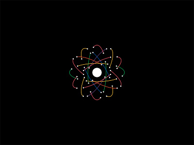 Abstract Atom atom colors dots electron minimal minimalist modern neuron nuclear paul rand primary proton