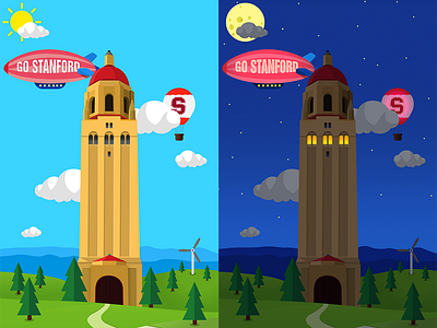 Menu background design for a college based app app background balloon blimp building clouds day hoover tower iphone night rolling hills stanford university