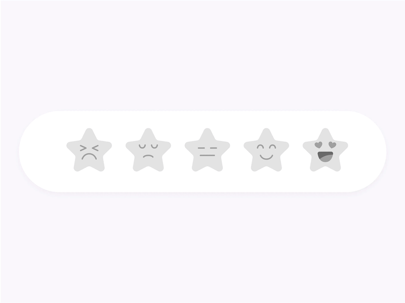 Feedback Reactions aftereffects animation cute emoji emotions evil feedback figma fun gold happy illustration love micro interaction prototype rating reactions smiley stars ux ui