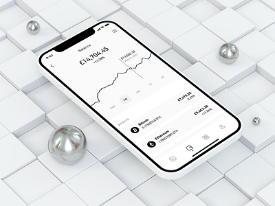 Cryptocurrency wallet cinema 4d clean design crypto crypto wallet cryptocurrency interface minimal mobile app mobile design octane render simple ui ui design white